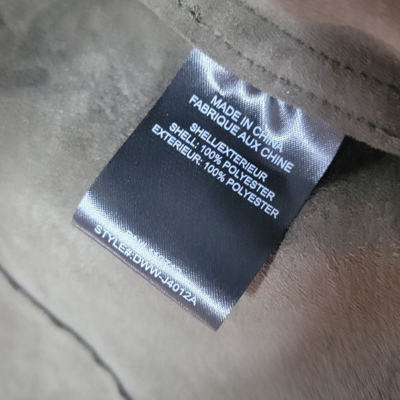 Driftwood Medium Olive Green Faux Suede Moto Asymmetrical Zip Embroidered Jacket - Picture 5 of 5